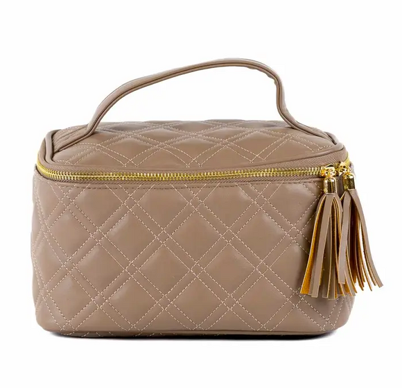 Taupe Quilted Train Case
