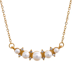 Aubrey Adele Five Pearls with Sparkle Necklace