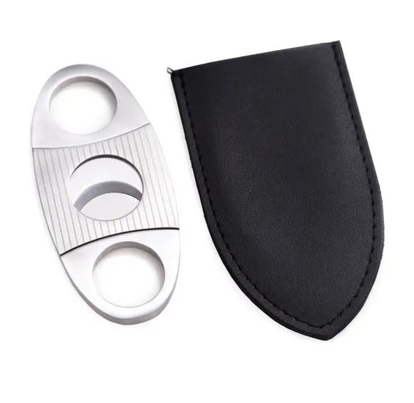 Stainless Steel Guillotine Cigar Cutter with Pouch