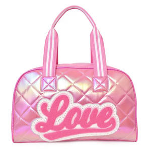 Love Quilted Metallic Duffel