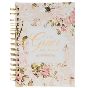 His Grace Is Enough Blush Pink Floral Large Wire Bound Journal