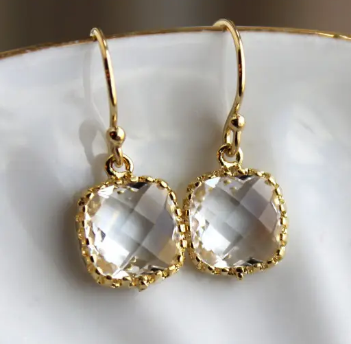 Dainty Small Gold Crystal Earrings