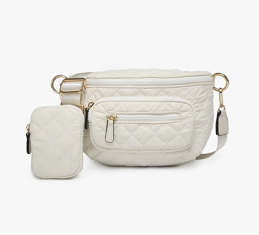 Arianna Quilted Nylon Belt Bag w/ Pouch