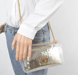 Clear Clutch with Shiny Gold Pouch