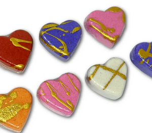 Valentines Heart Bath Bombs with Gold Paint