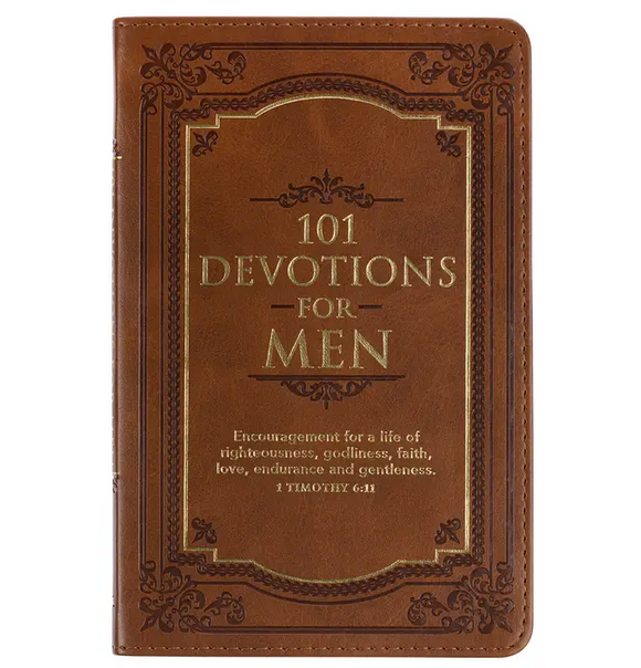 101 Devotions For Men Tawny Brown Faux Leather Devotional