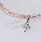 Dance Ballerina Pink Crystal Bracelet 6"