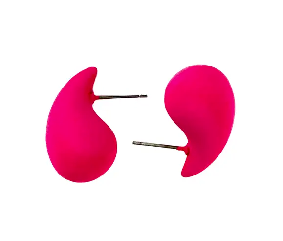 Matte Hot Pink Teardrop Waterdrop Earrings