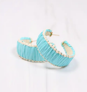 Aqua Raffia Hoops