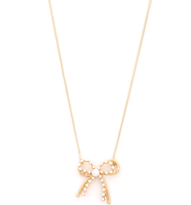 Pearl And Gold Bow Necklace – The Gift Pod Boutique