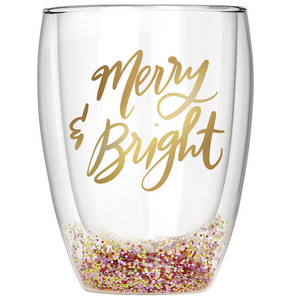 Merry & Bright Double-Wall Stemless Glass