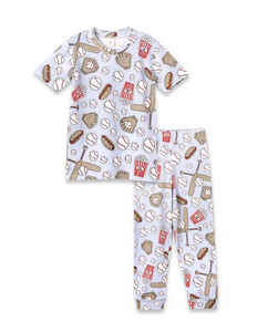 Boy's Baseball Blue Bamboo Pajama Set