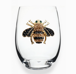 Queen Bee Jeweled Stemless Wine Glass