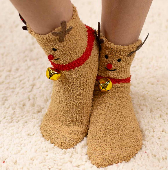 Kid's Rudolph Jingle Bell Cozy Socks