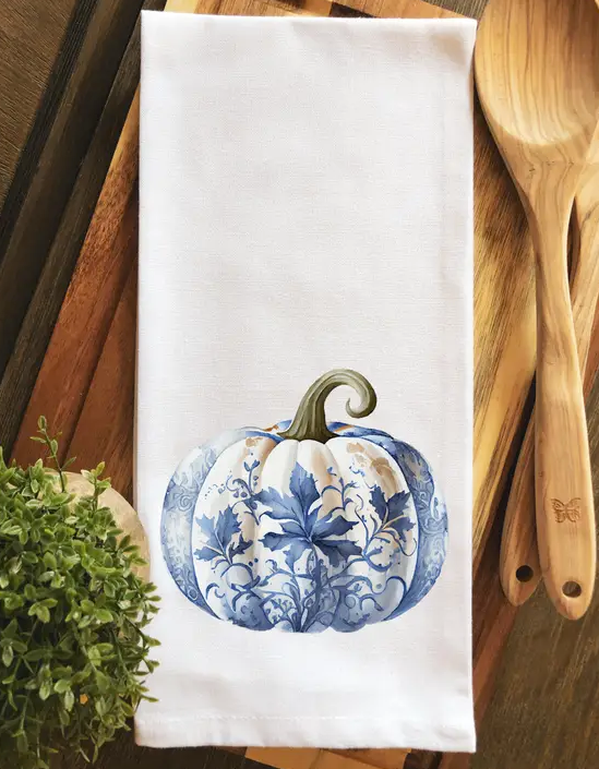 Chinoiserie Pumpkin Tea Towel