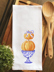 Chinoiserie Pumpkin Topiary Tea Towel