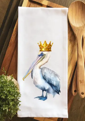 Watercolor Royal Pelican Tea Towel