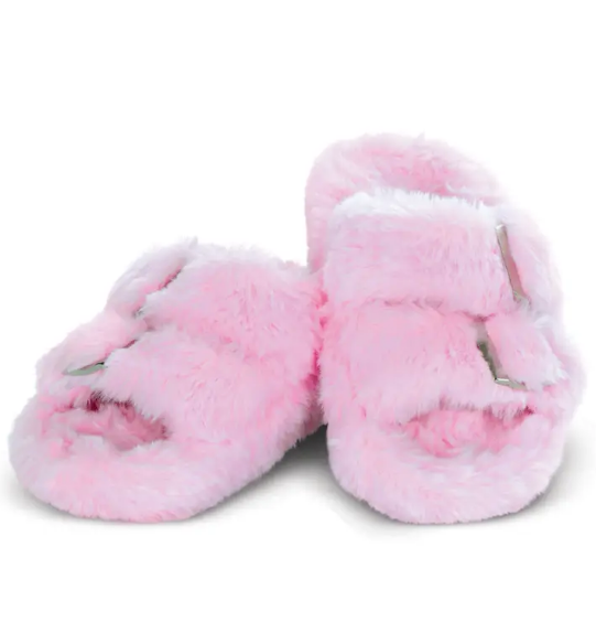 Pink Furry Strap Slippers