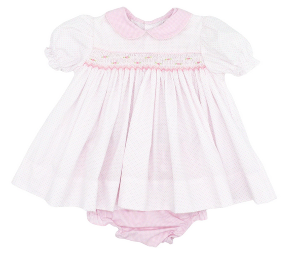 Polka Dot Smocked Dress With Bloomers