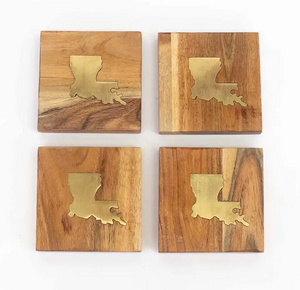 Louisiana Wood Coasters Natural/Brass 4x4