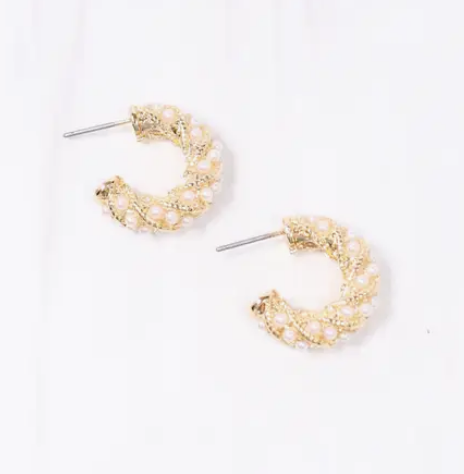 Caulifield Pearl Hoop Earring Gold