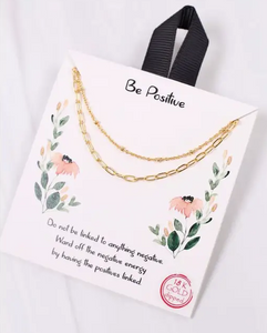 Be Positive Layered Necklace Gold