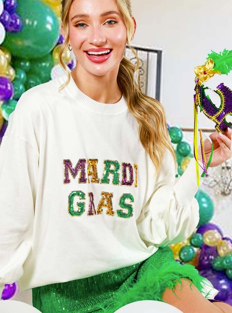 Mardi Gras Sequin Sweater