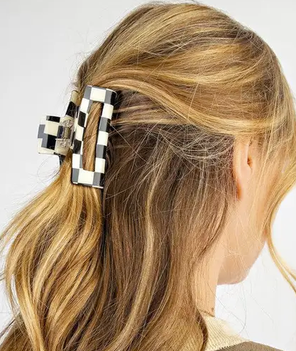 Checker Hair Claw Clips