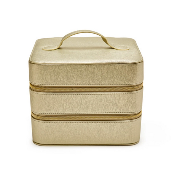 Leah Travel Cosmetic Case - Gold