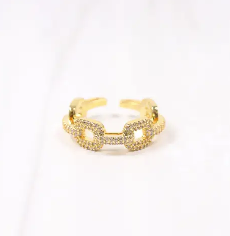 Forbe Cz Link Ring Gold