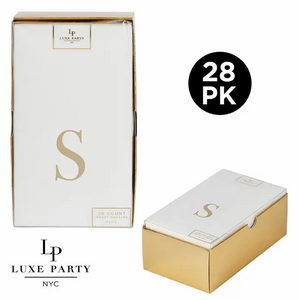 Letter S Gold Foil Monogram Paper Dinner Napkins with Gift Box | 28 Napkins