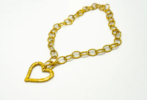 Antique Heart Pendant - Chunky Chain 19"