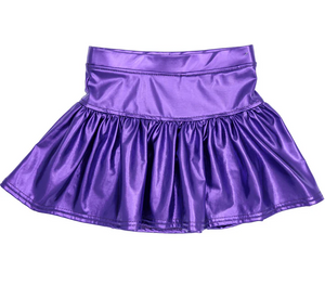 Slick Metallic Gathered Skort in Purple