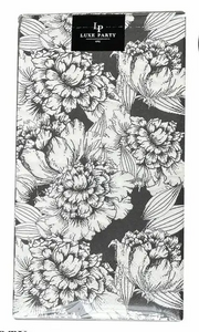 Black and White Floral Paper Dinner Napkins | 40 Napkins