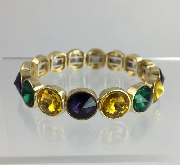 Mardi Gras Gemstone Stretch Bracelet