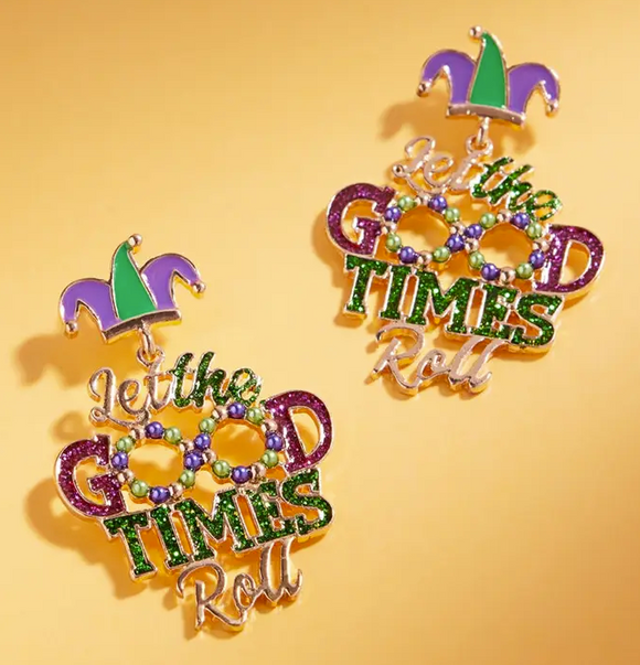 Let the Good Times Roll Mardi Gras Post Earrings