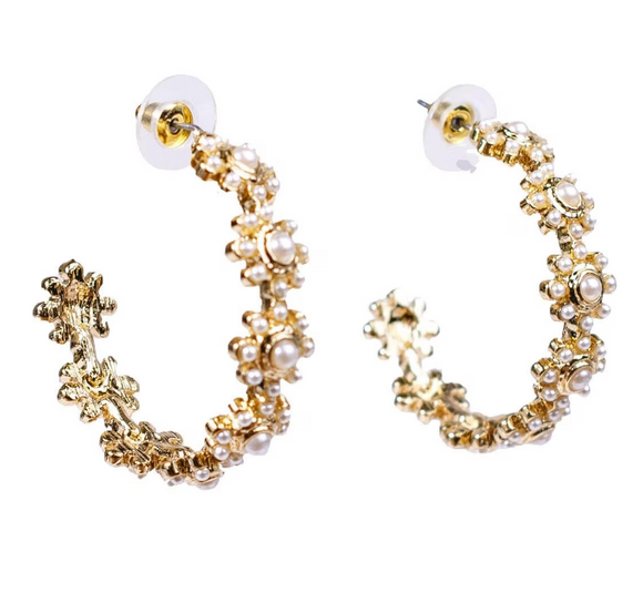 Florence Pearl Hoop Earrings