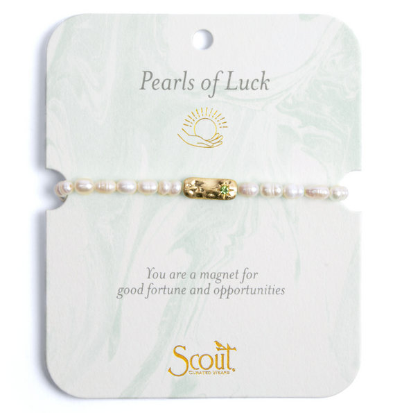 Pearl Affirmation Bracelet - Luck/Gold