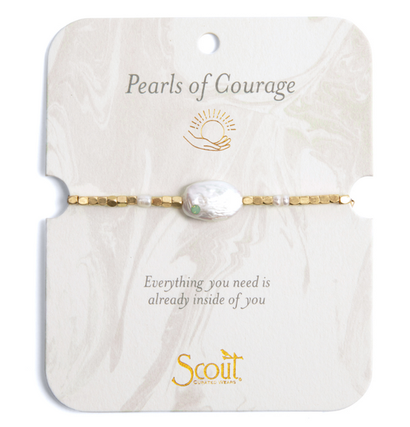 Pearl Affirmation Bracelet - Courage/Gold