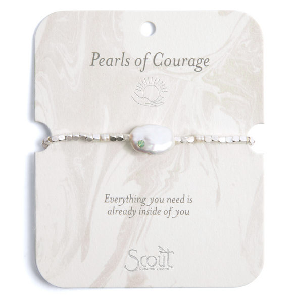 Pearl Affirmation Bracelet - Courage/Silver