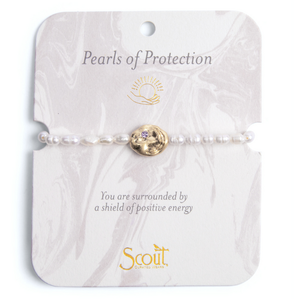 Pearl Affirmation Bracelet - Protection/Gold