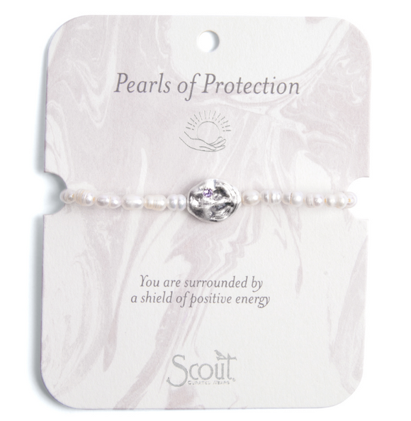 Pearl Affirmation Bracelet - Protection/Silver