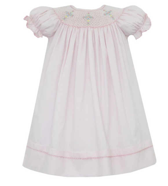 Anavini Pink Batiste Girls Crosses Bishop Dress