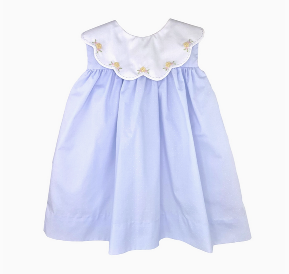 Scallop Collar Blue Dress