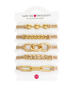 Hair Tie Bracelet Set Gold