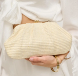 Triana Straw Frame Clutch Ivory