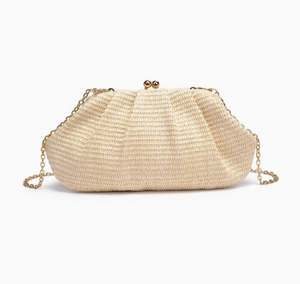 Triana Straw Frame Clutch Ivory