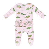 Pink Alligator 2 Way Zipper Footie