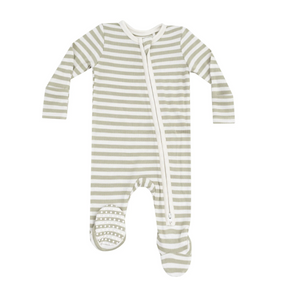 Stripe Sage 2 Way Zipper Footie