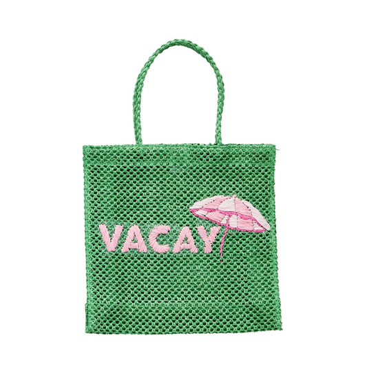 Green Vacay Woven Beach Tote
